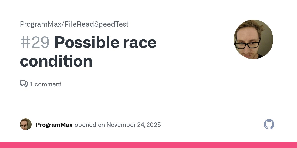 ProgramMax's tweet card. There seems to be a race condition when thread_count != queue_depth. The timing values are printed as 0. It is possible that context[i]->time is set on the wrong i.