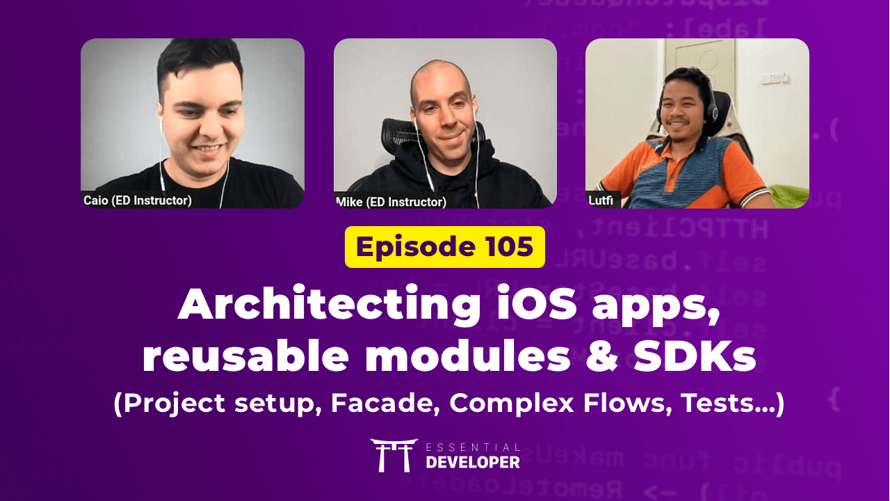 essentialdevcom's tweet card. Curious about how to develop modular iOS apps and SDKs? 🧑‍💻