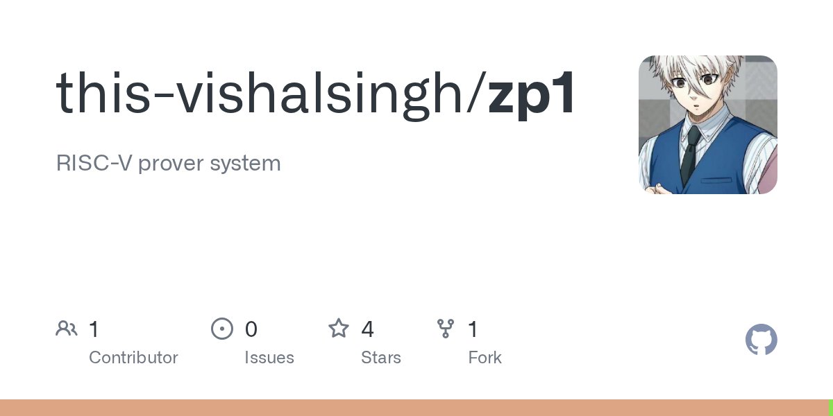 thisvishalsingh's tweet card. RISC-V prover system. Contribute to this-vishalsingh/zp1 development by creating an account on GitHub.