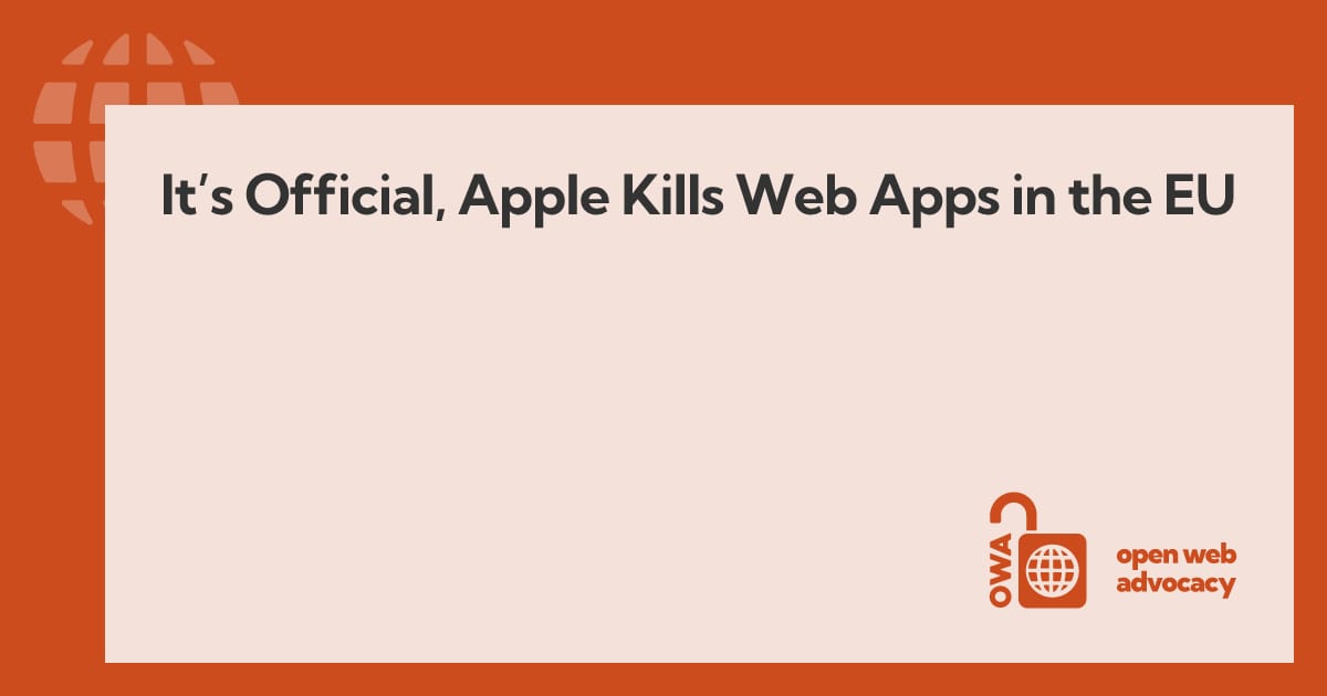shanselman's tweet card. It’s Official, Apple Kills Web Apps in the EU - Open Web Advocacy