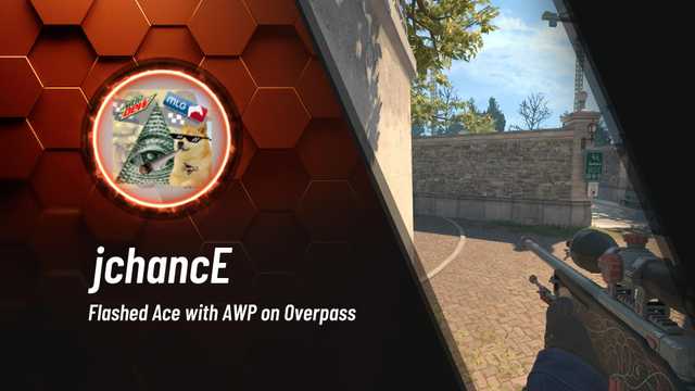 jchancEcsgo's tweet card. Flashed Ace with AWP on Overpass