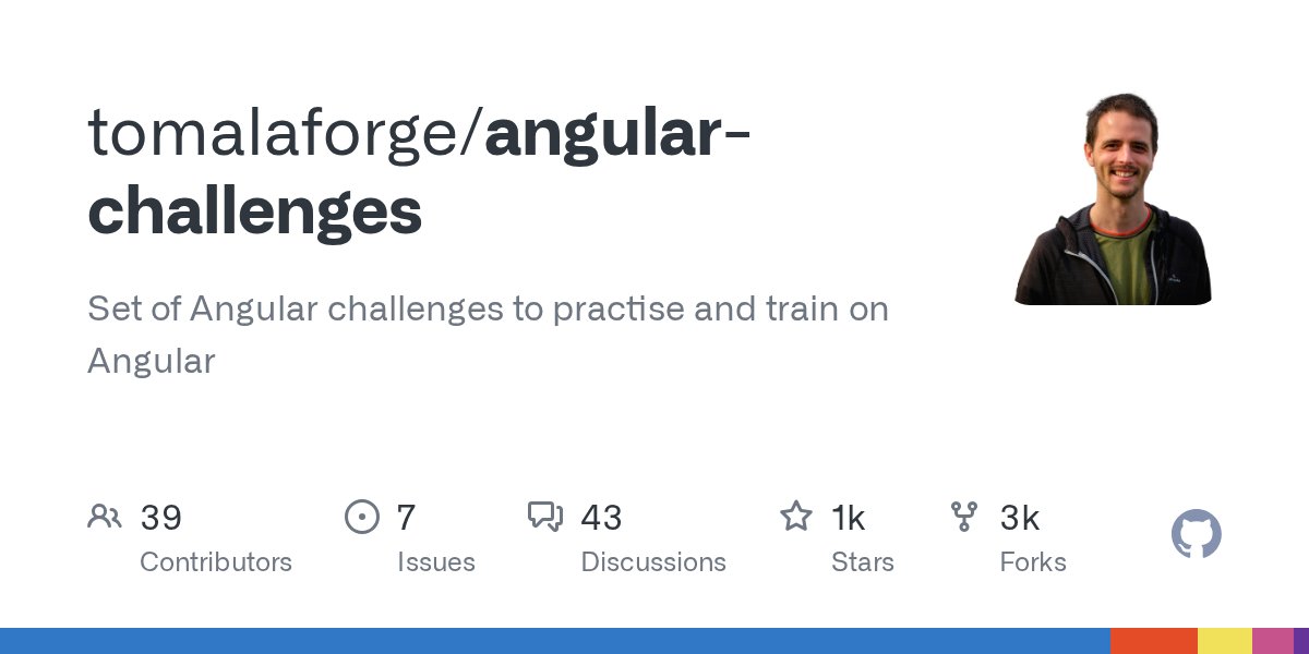laforge_toma's tweet card. Set of Angular challenges to practise and train on Angular - tomalaforge/angular-challenges