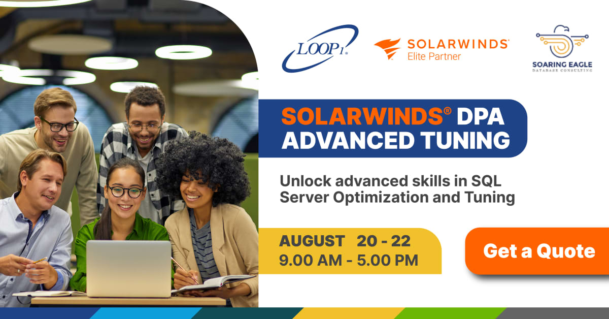 Loop1Global's tweet card. Loop1 offers a range of comprehensive SolarWinds Public Training classes in a comfortable classroom environment or instructor-led online.