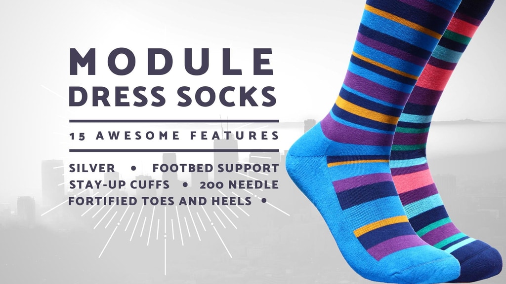 ModuleSocks's tweet card. The world's most versatile, high-performance, super comfortable dress socks that are built to last.