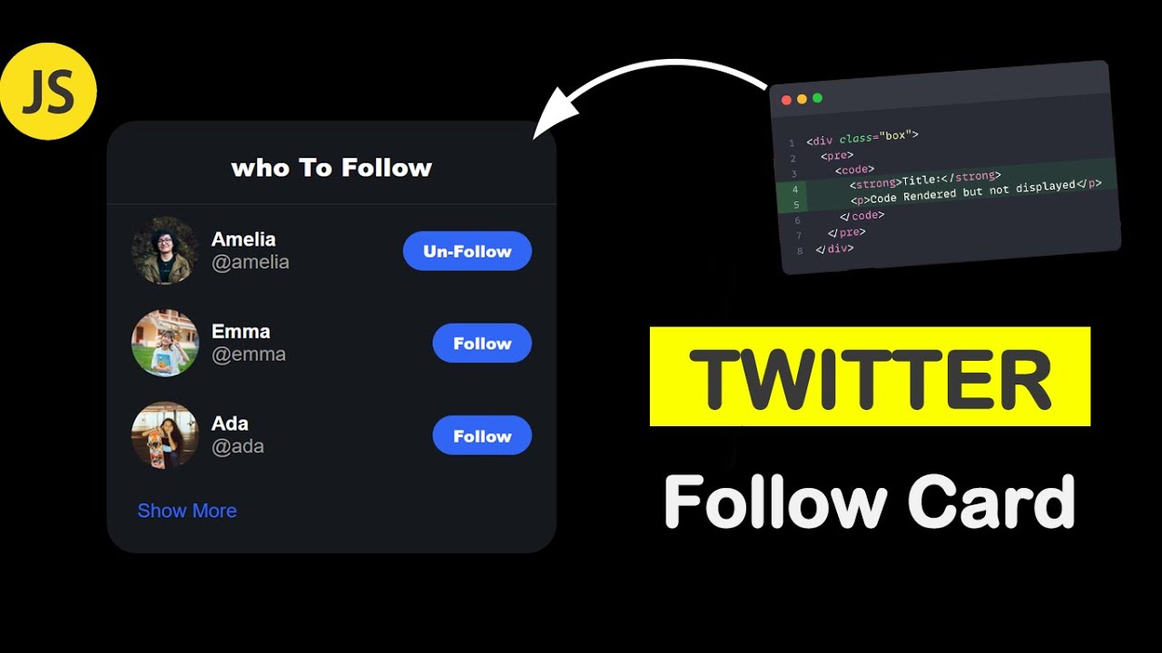 jscommand's tweet card. Twitter Follow Card Using HTML CSS & JavaScript | Twitter Card Clone...