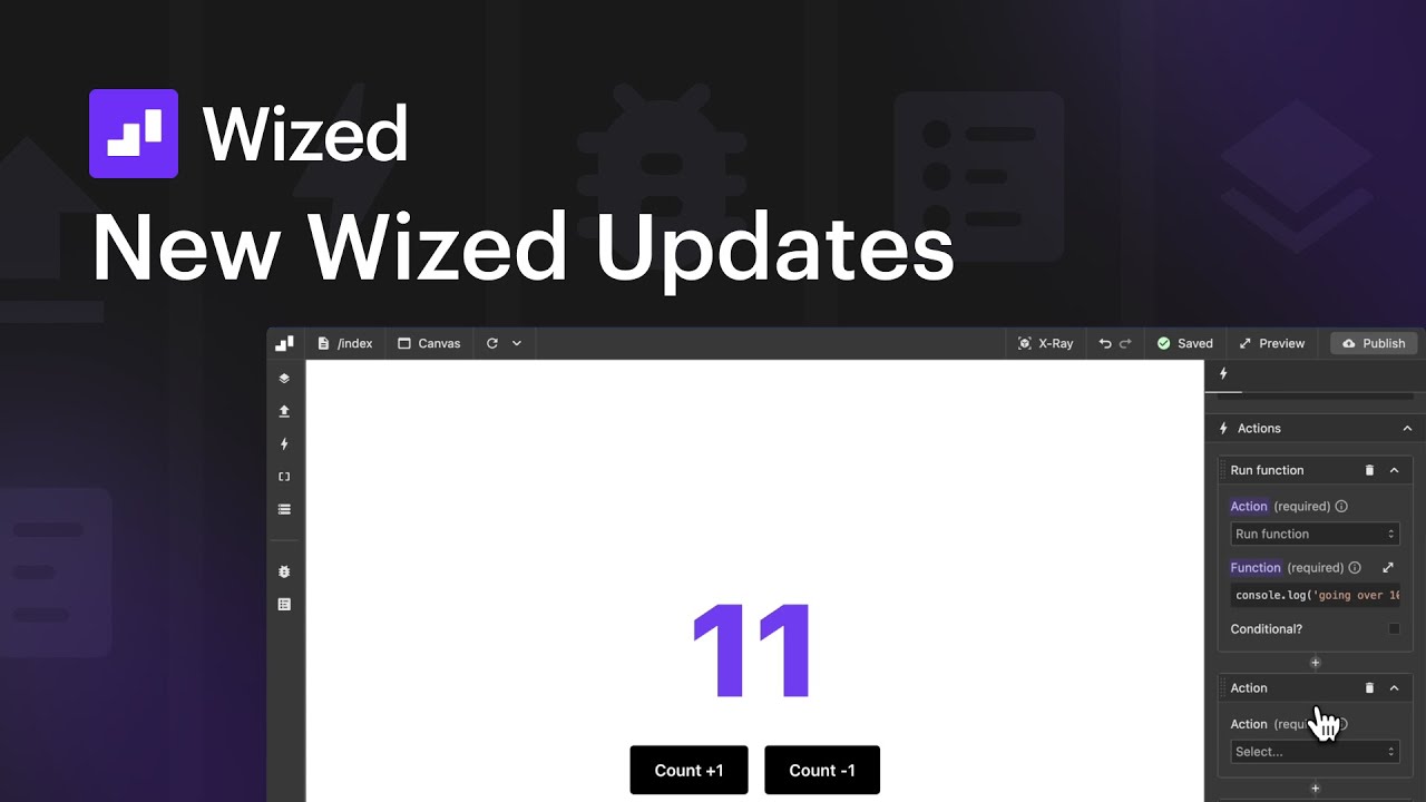 wizedapp's tweet card. New Wized updates - UI & improvements to optimize your projects!