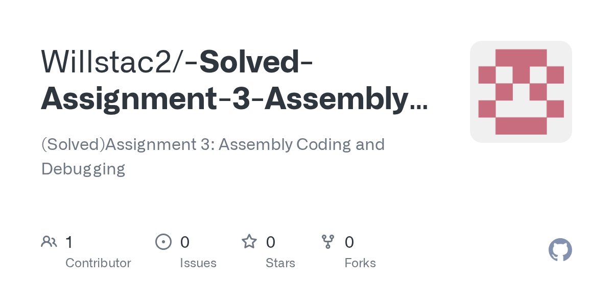 QQcodinghelp's tweet card. (Solved)Assignment 3: Assembly Coding and Debugging - Willstac2/-Solved-Assignment-3-Assembly-Coding-and-Debugging