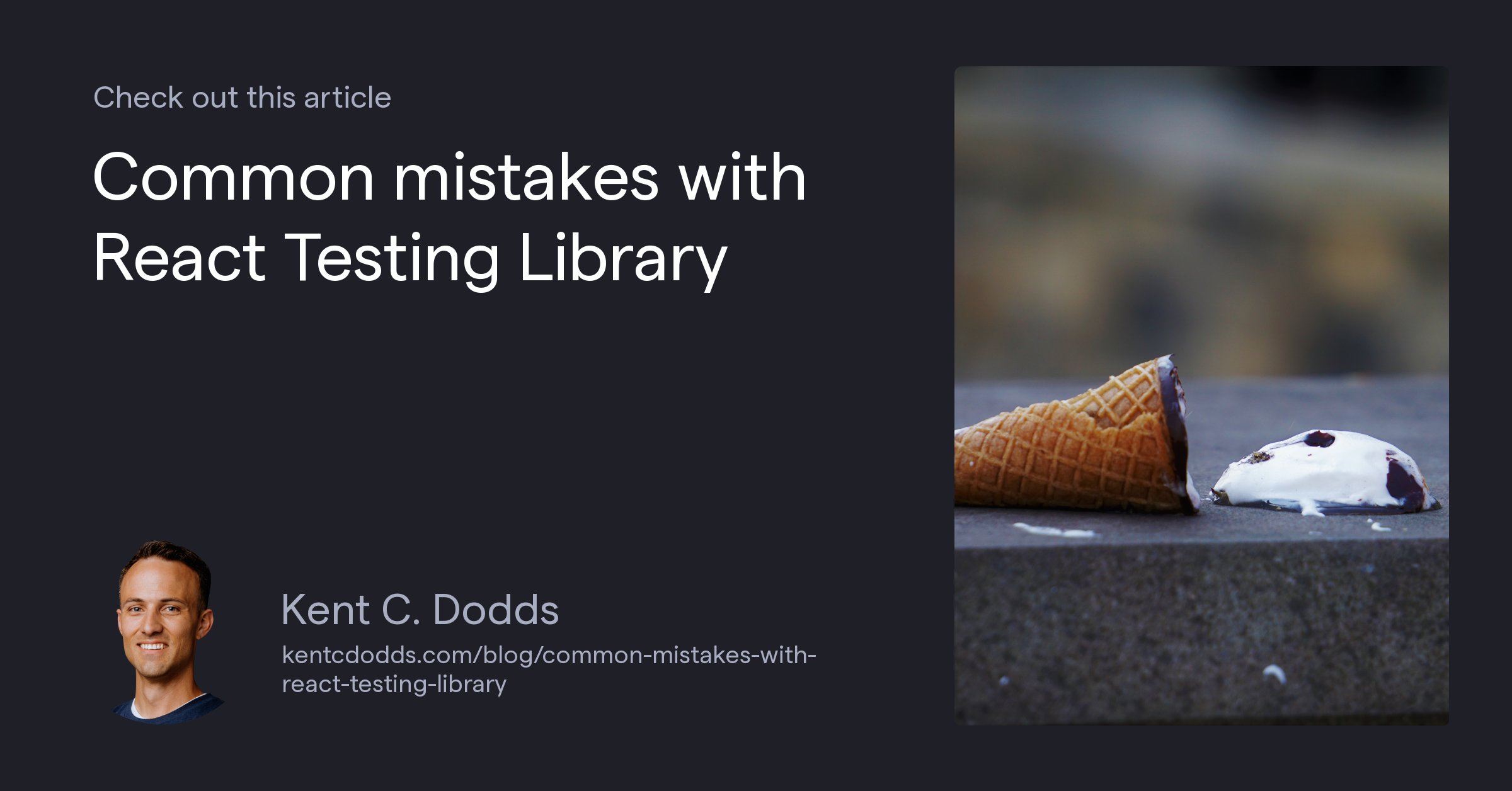 Ari_S_123's tweet card. Some mistakes I frequently see people making with React Testing Library.