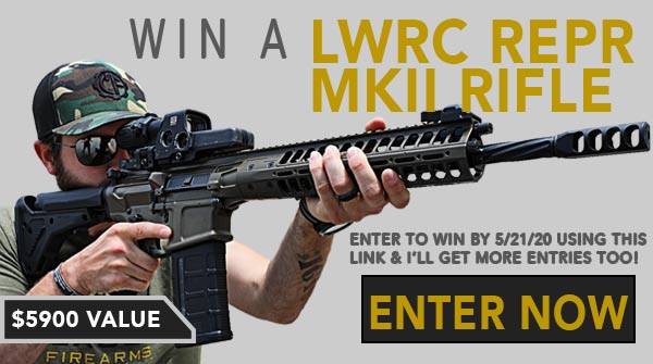 McProgramming's tweet card. Win An LWRC REPR MKII Rifle w/ EOTech HHSIII Sight