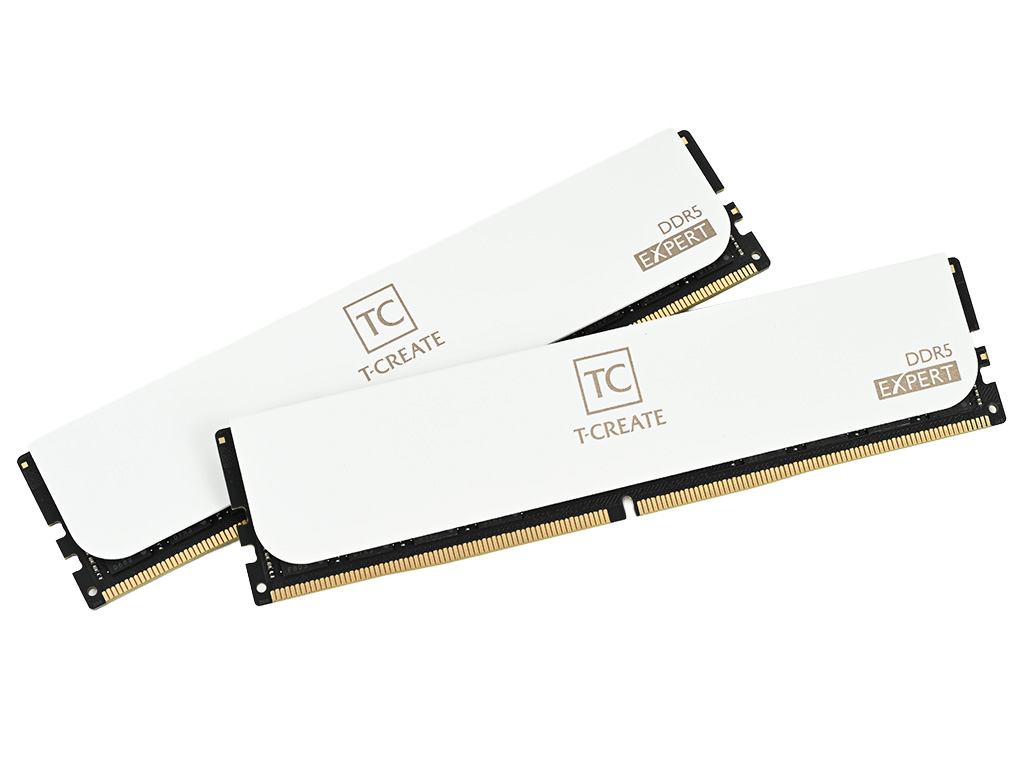 TeamGroup_JP's tweet card. 株式会社TEAMジャパンより、近く発売される「EXPERT DDR5 DESKTOP MEMORY WHITE」シリーズの新モデル「CTCWD5128G6400HC42CDC01」が届けられた。何より安定性を重視した製品を展開している、クリエイター向け「T-CREATE」に属する64GB×2の128GBキットだ。特に4枚挿しでの256GB運用を考えているなら要チェック、早速どのような製品かを...