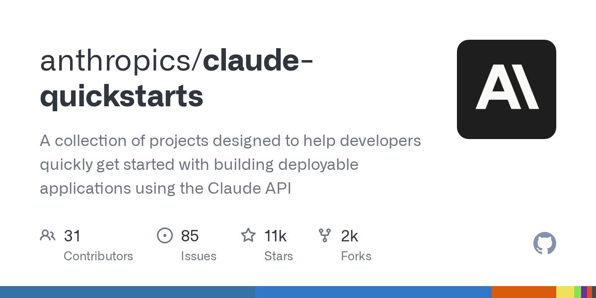 GitHubGPT's tweet card. A collection of projects designed to help developers quickly get started with building deployable applications using the Claude API - anthropics/claude-quickstarts