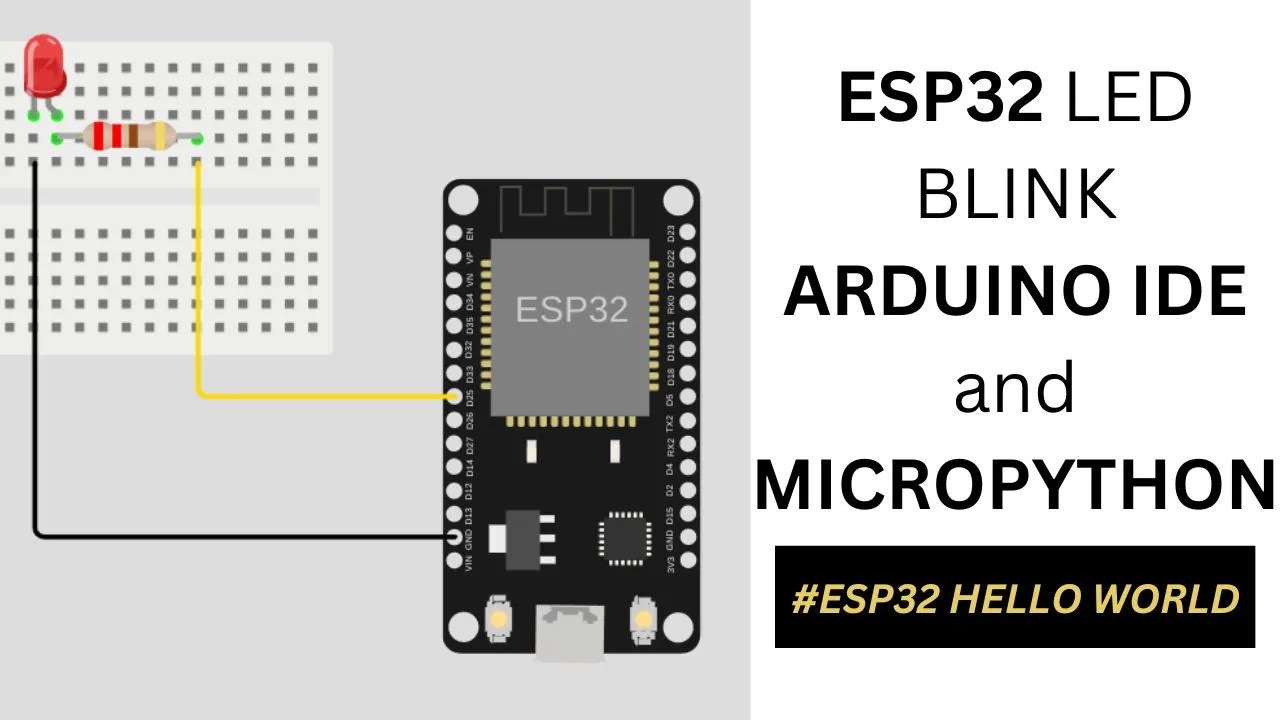 HVoltages's tweet card. In this tutorial, we will learn how to interface LED with ESP32 using Arduino and LED with ESP32 using Micropython.