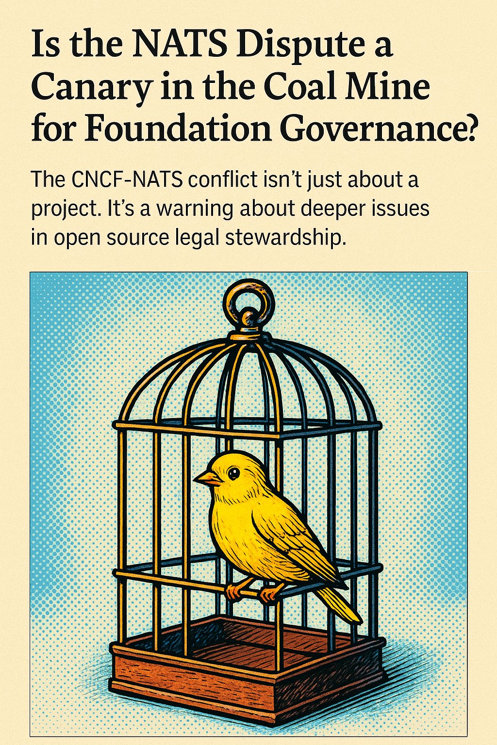 pythondj's tweet card. The recent dispute between CNCF and Synadia over the NATS trademark reveals more than a project disagreement — it exposes a systemic…