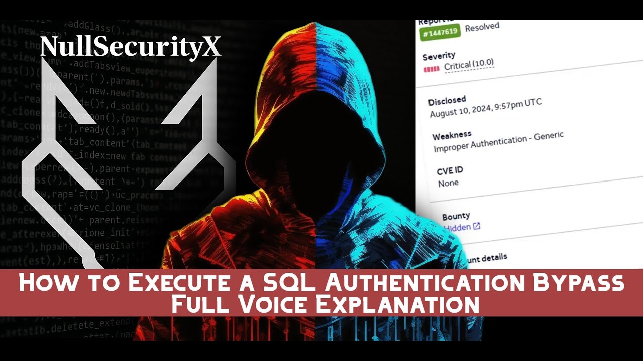 NullSecurityX's tweet card. How to Execute a SQL Authentication Bypass - Full Voice Explanation