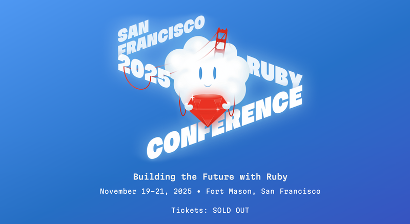 RubyOnRailsBa's tweet card. I think it's important that the Ruby community knows what just happened in San Francisco last week. 400+ Rubyists got together and shared ideas ...