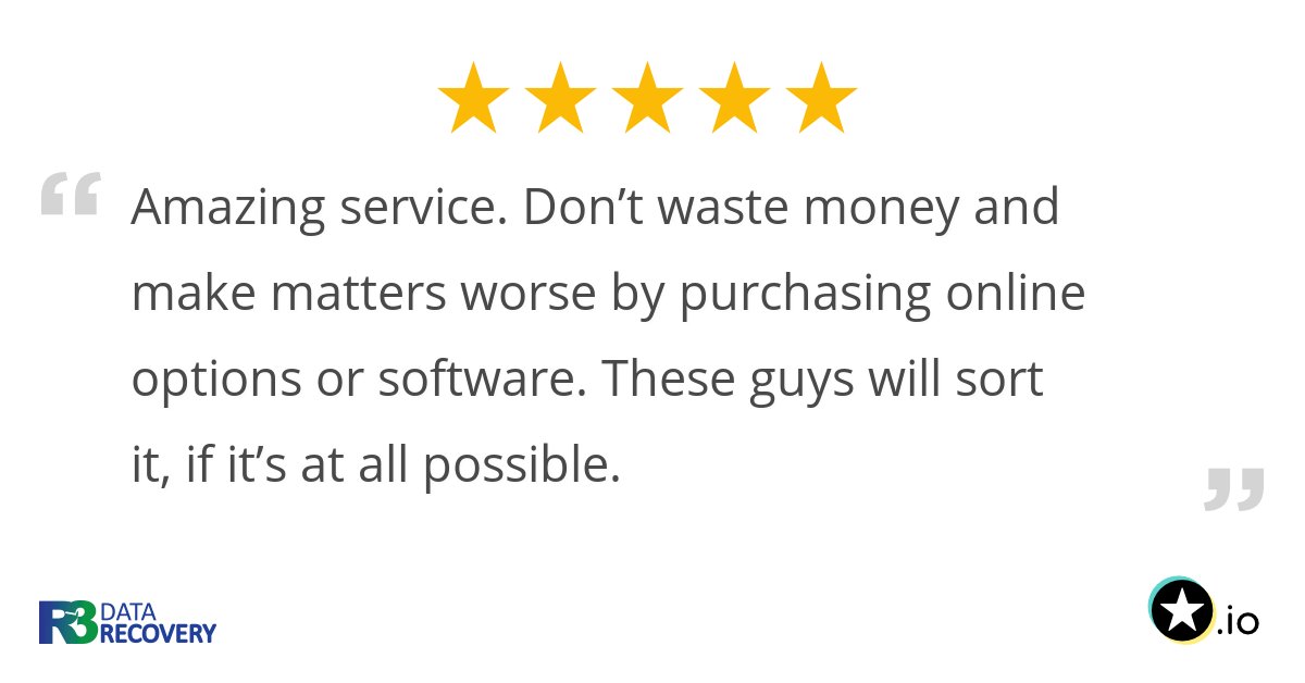 R3_datarecovery's tweet card. Amazing service. Don’t waste money and make matters worse by purchasing online options or software. These guys will sort it, if it’s at all possible. Wouldn’t...
