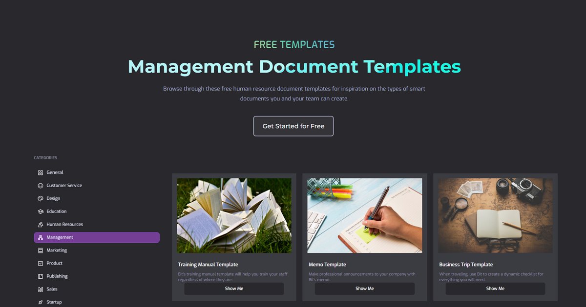 Bit_docs's tweet card. Browse through these management templates for inspiration on the types of smart documents you and your team can create.