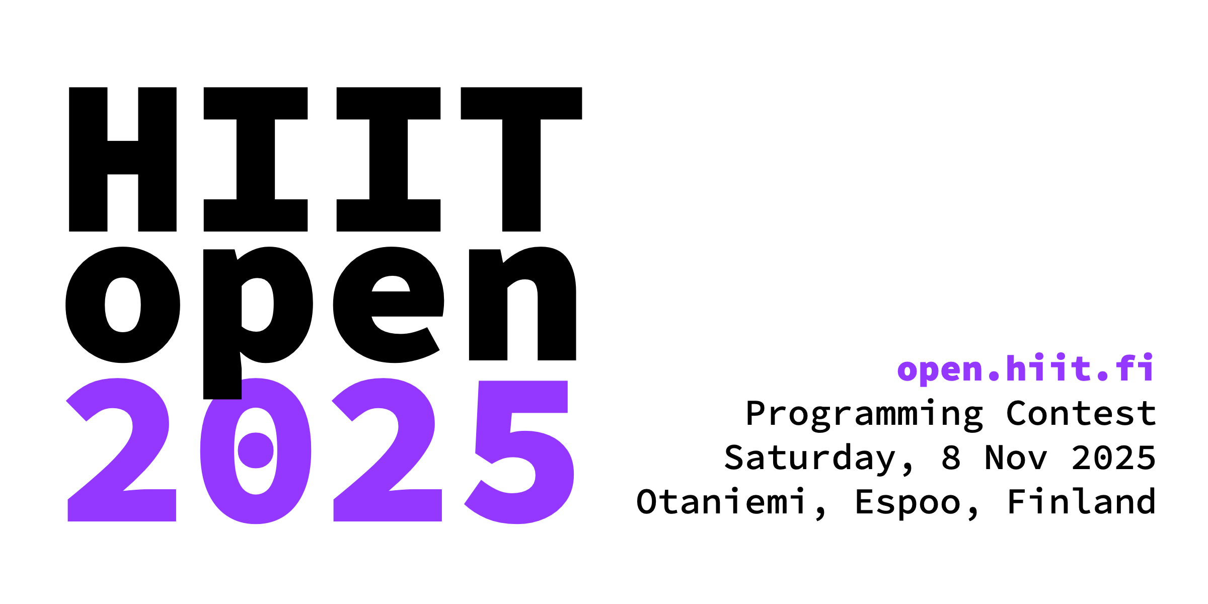 JukkaSuomela's tweet card. HIIT Open 2025 Programming Contest, Saturday, 8 Nov 2025, Otaniemi, Espoo, Finland.