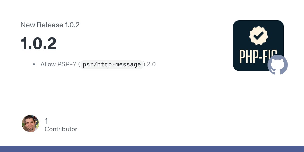 phpfig's tweet card. Allow PSR-7 (psr/http-message) 2.0