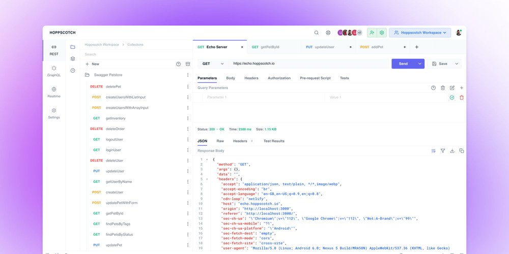 liyasthomas's tweet card. Hoppscotch 👽 Feel free to contribute on GitHub 💚 GitHub → Web app → In...