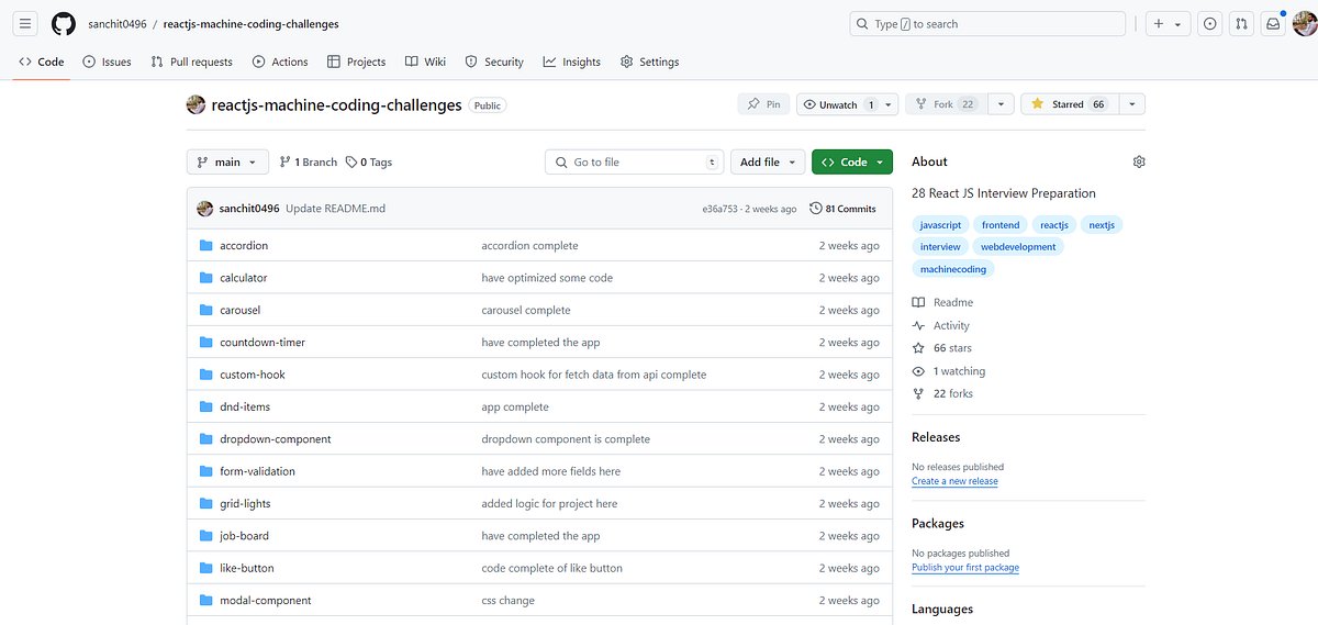 Sanchit0496's tweet card. When preparing for a ReactJS interview, one of the most critical aspects is demonstrating your practical coding skills. While theoretical…