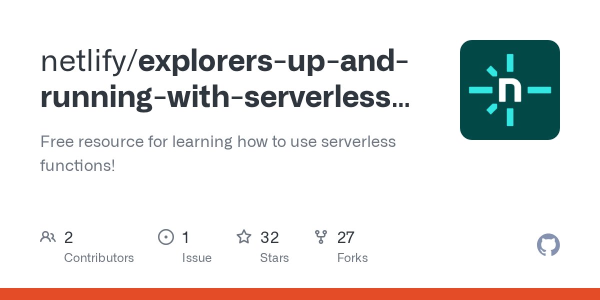 vikrantaroraa's tweet card. Free resource for learning how to use serverless functions! - netlify/explorers-up-and-running-with-serverless-functions