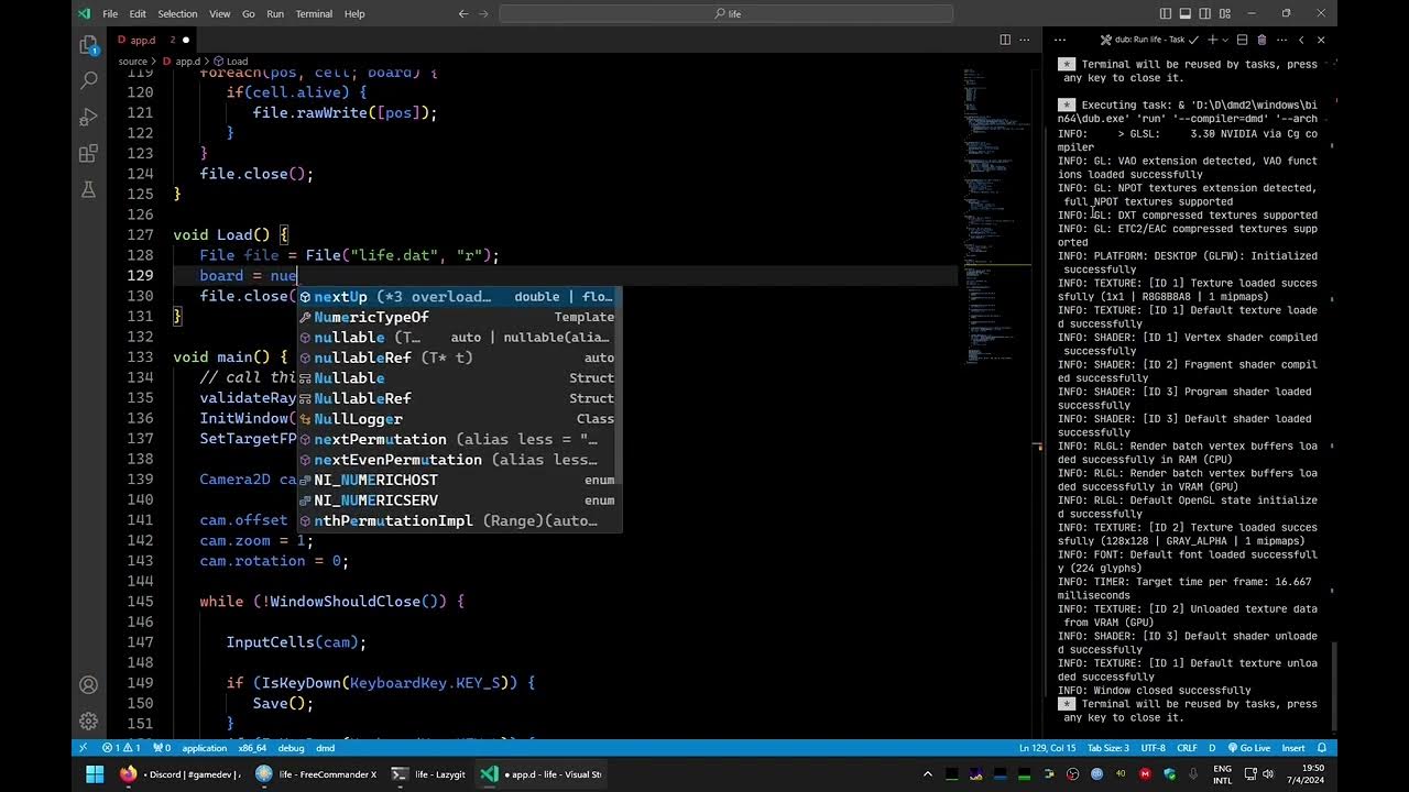 marcos_don's tweet card. Saving and loading the state in binary format - Infinite Game of Life...