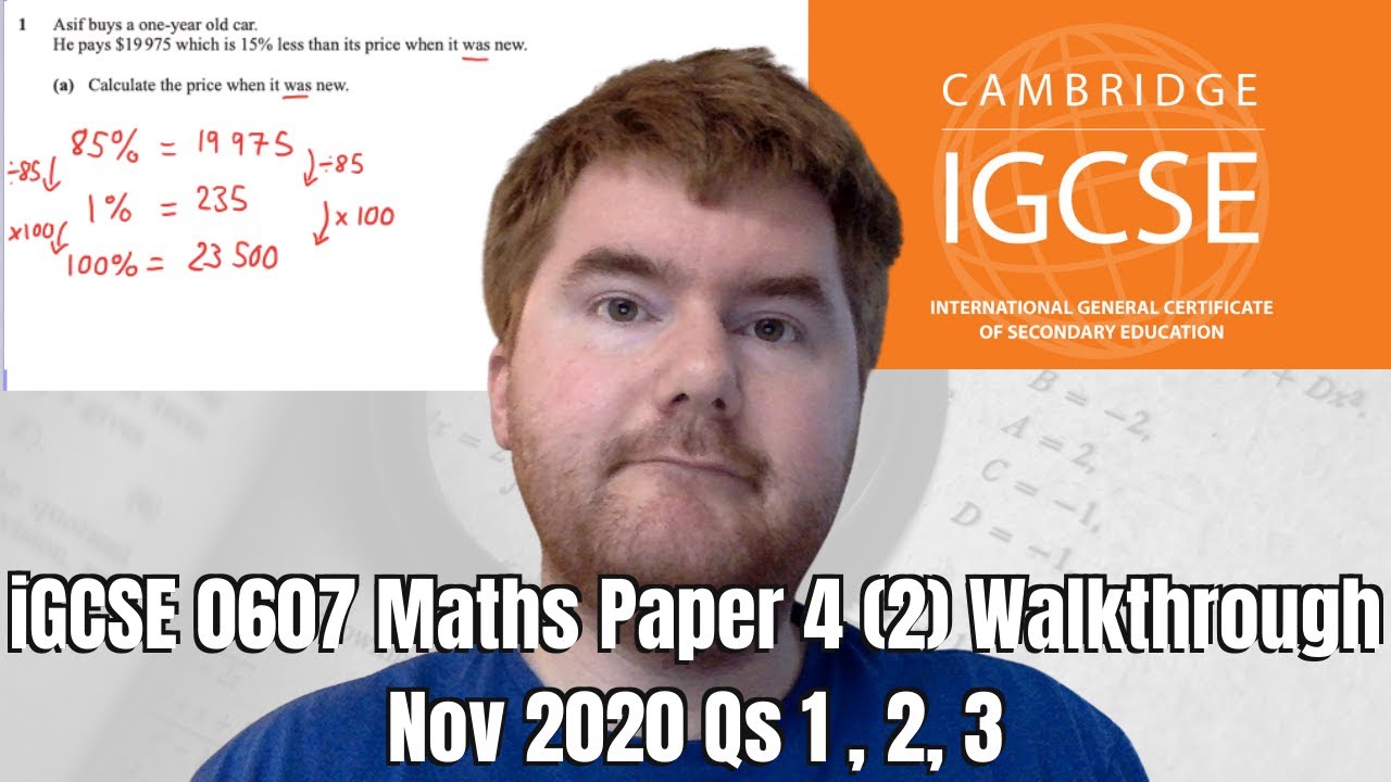 SamGower5's tweet card. iGCSE Maths Paper 4 0607 Tutorial Nov 2020 Qs 1 to 3