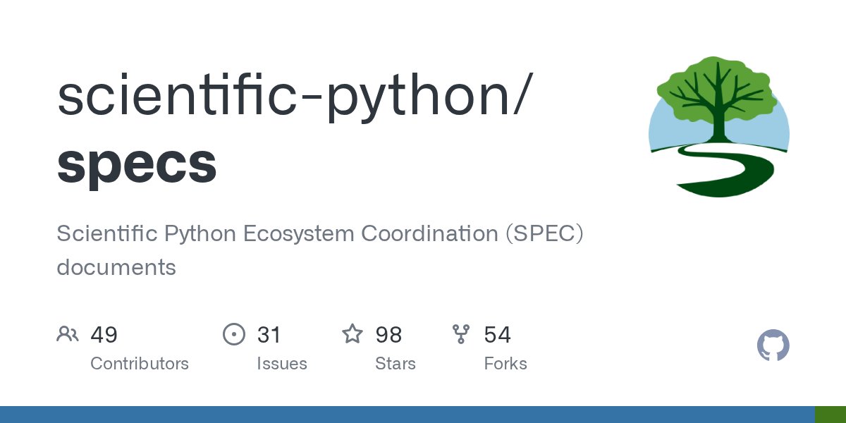 scientific_py's tweet card. Scientific Python Ecosystem Coordination (SPEC) documents - scientific-python/specs