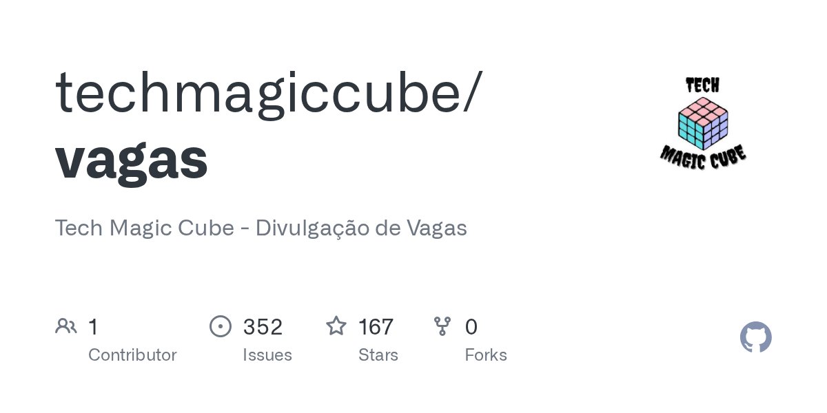 TechMagicCube's tweet card. Tech Magic Cube - Divulgação de Vagas. Contribute to techmagiccube/vagas development by creating an account on GitHub.