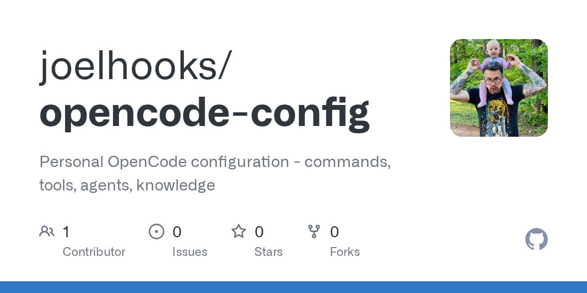 joelhooks's tweet card. Personal OpenCode configuration - commands, tools, agents, knowledge - joelhooks/opencode-config