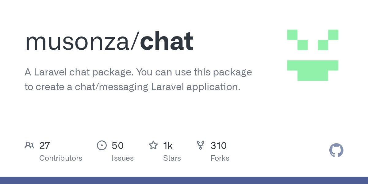 openlaravel's tweet card. A Laravel chat package. You can use this package to create a chat/messaging Laravel application. - musonza/chat
