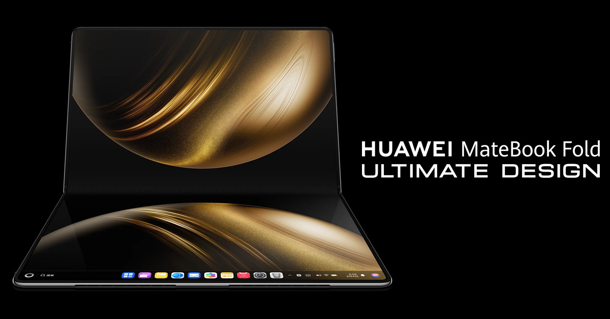 TechmoBlog's tweet card. HUAWEI เปิดตัว MateBook Fold Ultimate Design แล็ปท็อปจอพับได้รุ่นแรกของแบรนด์ จอใหญ่ 18 นิ้ว บางสุดในตลาด