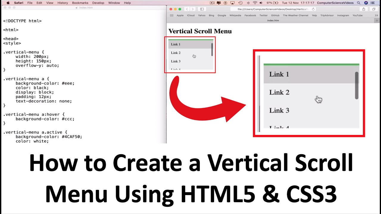 ComputerVideos's tweet card. How to CODE a Vertical Scroll Menu Using HTML5 & CSS3 Programming |...