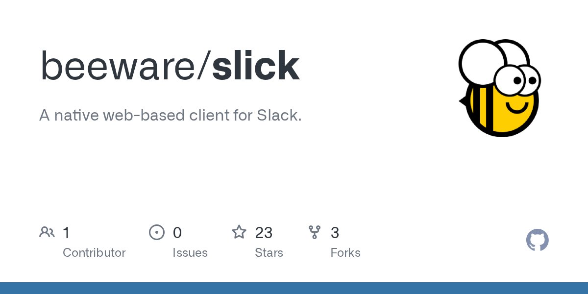 PyBeeWare's tweet card. A native web-based client for Slack. Contribute to beeware/slick development by creating an account on GitHub.