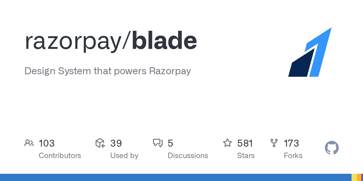 _kamlesh_'s tweet card. Design System that powers Razorpay. Contribute to razorpay/blade development by creating an account on GitHub.