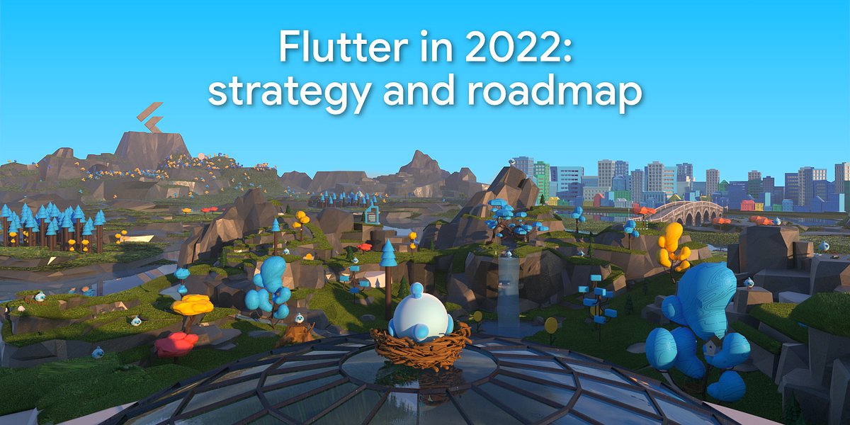 FlutterDev's tweet card. Areas of focus for Flutter as we build growth and momentum