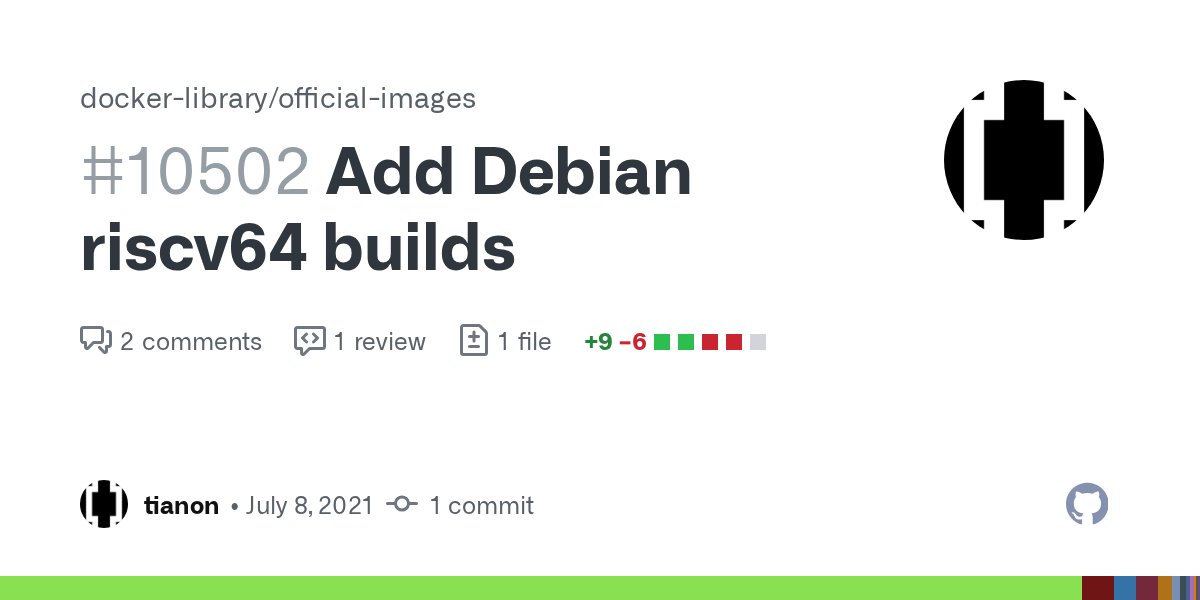 tianon's tweet card. The most relevant bit to note here is that riscv64 is still a "Debian Ports" architecture, so unfortunately only Debian Unstable ("Sid") is supported. However, ...