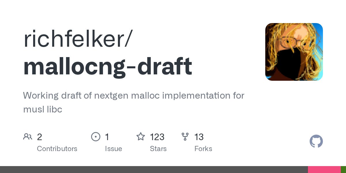 oss_clang's tweet card. Working draft of nextgen malloc implementation for musl libc - richfelker/mallocng-draft
