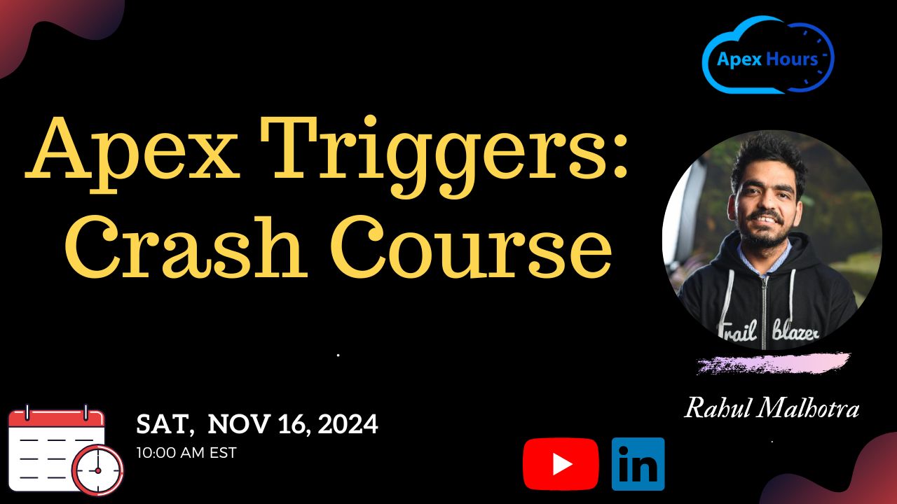 ApexHours's tweet card. Apex Triggers: Crash Course