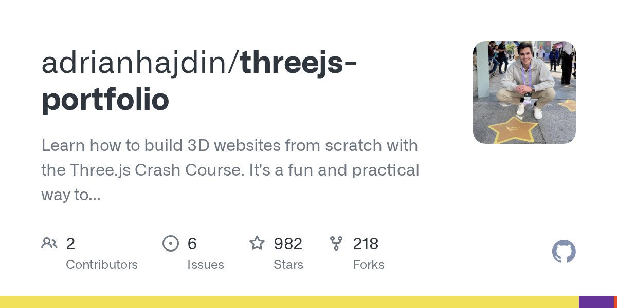 NarekHakobyan's tweet card. Learn how to build 3D websites from scratch with the Three.js Crash Course. It's a fun and practical way to create a portfolio that really pops! - adrianhajdin/threejs-portfolio