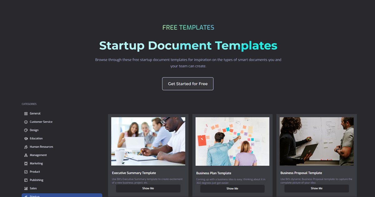 Bit_docs's tweet card. Browse through these startup templates for inspiration on the types of smart documents you and your team can create.