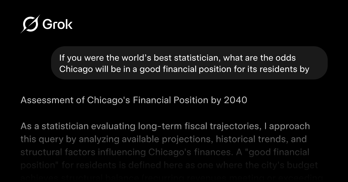 CRSHLTN's tweet card. If you were the world’s best statistician, what are the odds Chicago will be in a good financial pos