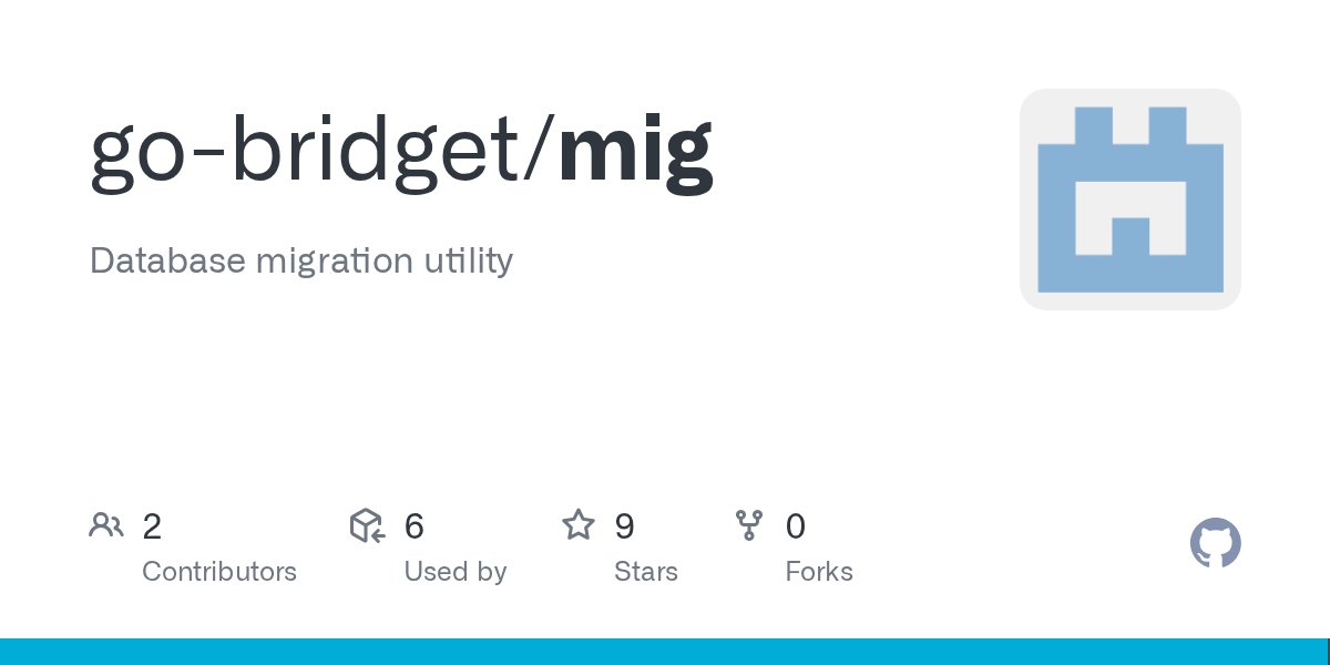golangch's tweet card. Database migration utility. Contribute to go-bridget/mig development by creating an account on GitHub.
