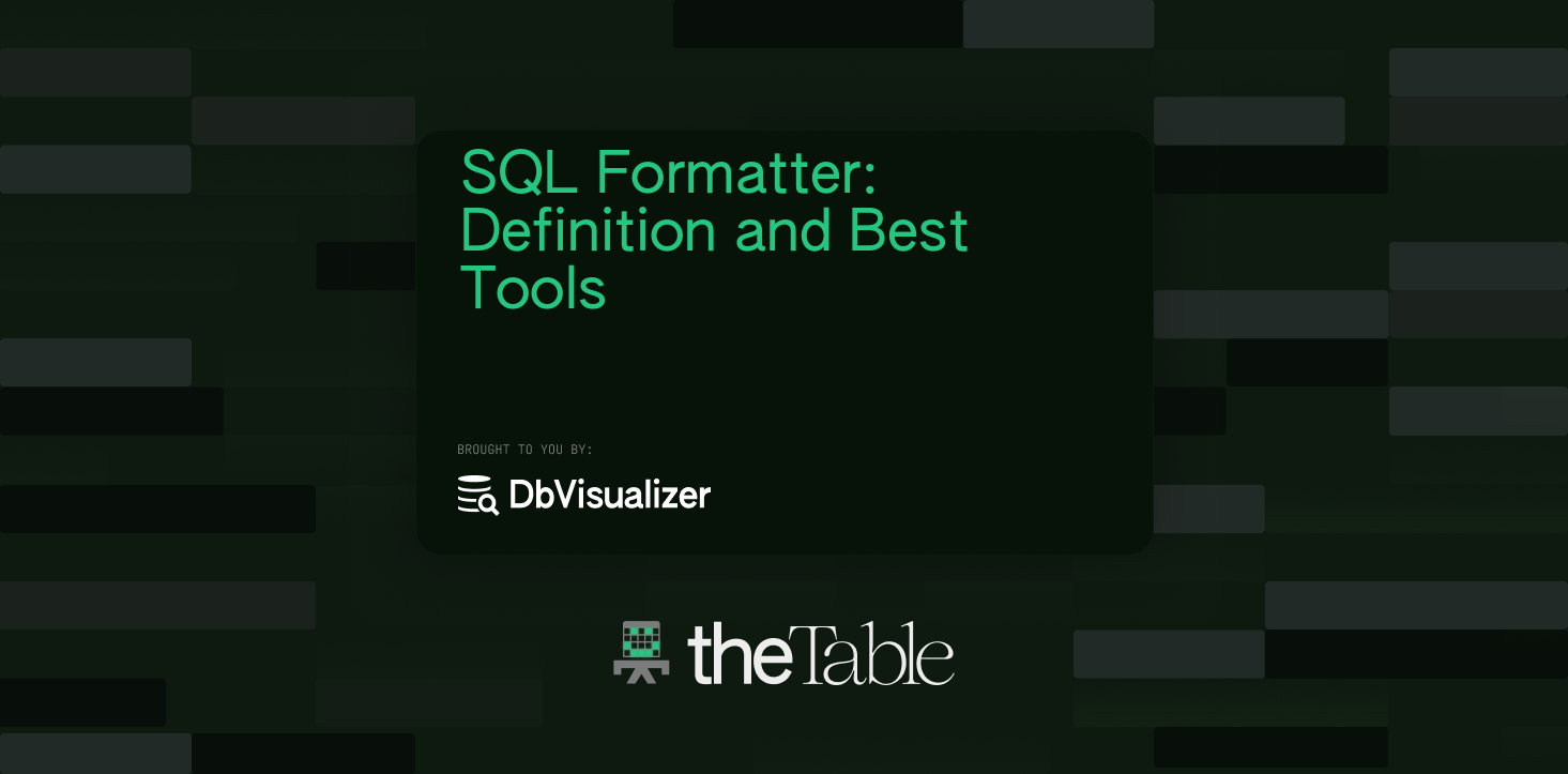 dbvisualizer's tweet card. Let’s discover the best SQL formatter tools and understand their key role in making it easier to write high-quality and readable SQL code