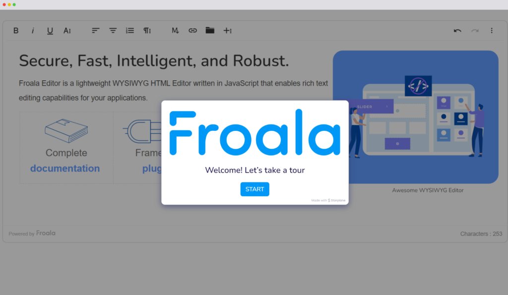 javascriptking's tweet card. Froala's WYSIWYG Editor is a beautiful JavaScript web editor that's easy to integrate for developers and your users will fall in love with its clean design.