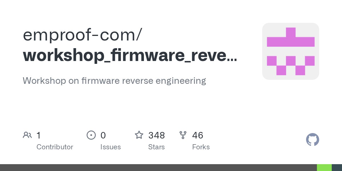 mr_phrazer's tweet card. Workshop on firmware reverse engineering. Contribute to emproof-com/workshop_firmware_reverse_engineering development by creating an account on GitHub.