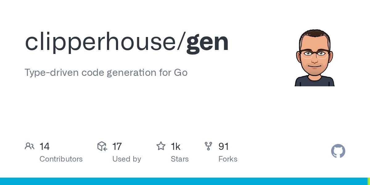 GolangRepos's tweet card. Type-driven code generation for Go. Contribute to clipperhouse/gen development by creating an account on GitHub.
