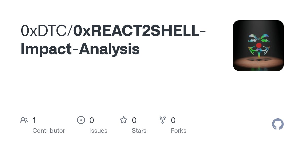 DTCx0's tweet card. Contribute to 0xDTC/0xREACT2SHELL-Impact-Analysis development by creating an account on GitHub.