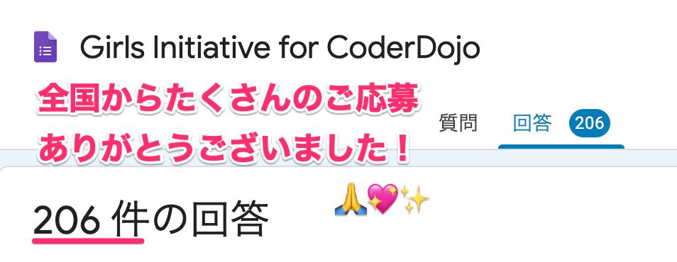 CoderDojoJapan's tweet card.   Girls Initiative for CoderDojo キャンペーンへのたくさんのご応募、ありがとうございました！💌✨   定員 100 名に対して 200 件以上の応募があり、大変ご好評だ […]